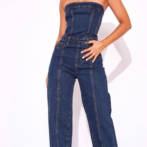 Petite bandeau wide leg jumpsuit